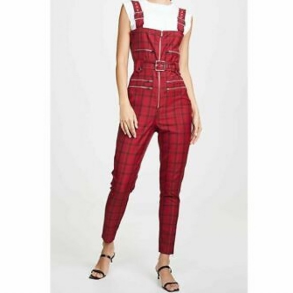 WeWoreWhat Pants - NWT WeWoreWhat Plaid Moto Overalls